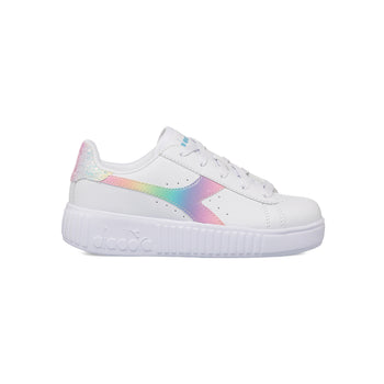 Sneakers bianche da bambina con logo arcobaleno Diadora Game Step Bloom PS, Brand, SKU s342000154, Immagine 0